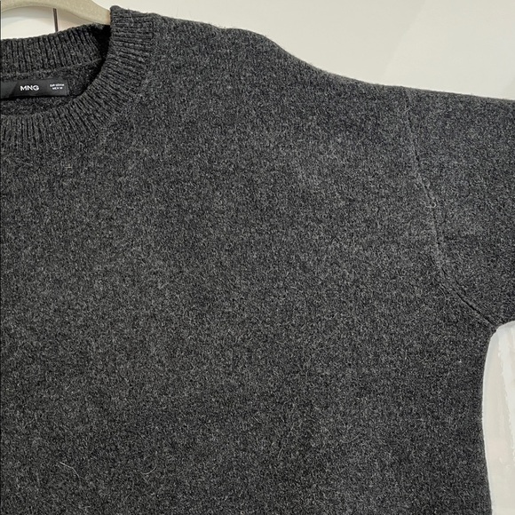 Mango Charcoal Grey Oversized Crewneck Wool Blend Sweater, Size M - Picture 6 of 11